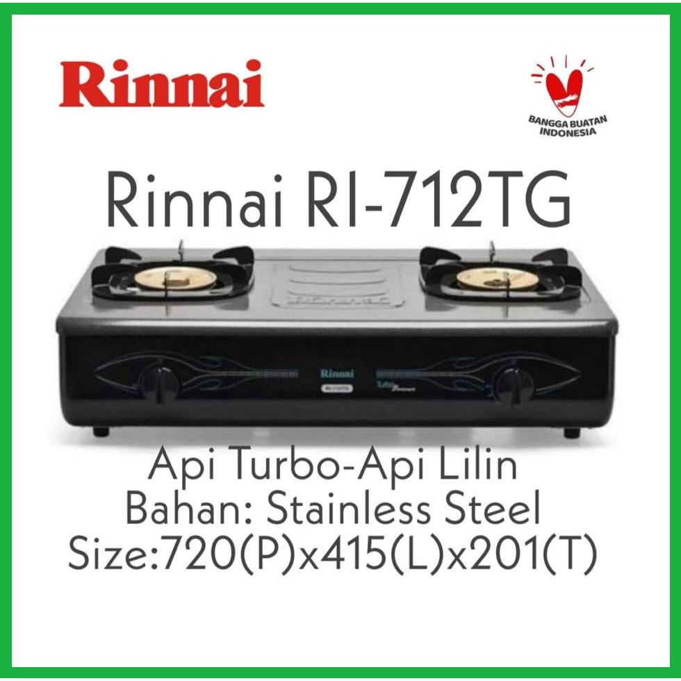 Kompor Gas Rinnai RI-712TG / Kompor Gas 2 Tungku RI-712TG Api Turbo