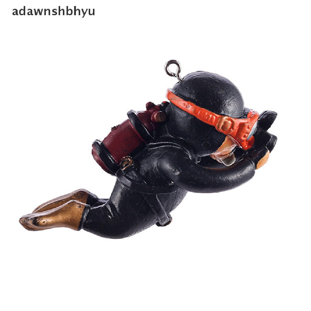 Adawnshbhyu Kawaii Resin Frogman Aquarium Ornamen Interesg Floag Dekorasi Simulasi Mini Diver Ikan Aquarium Aksesoris ID