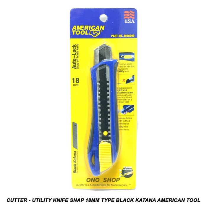 

Cutter - Utility Knife Snap 18mm Type Black Katana - American Tool onosh00 Buru Order