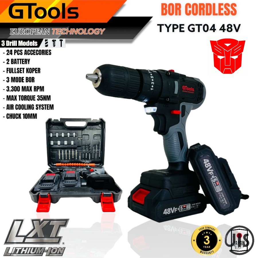 Bor cordless GTOOLS EROPA GT04 48V 13mm brushless impact drill full set