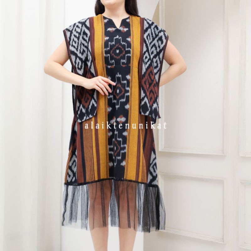 DRESS TENUN ANGGUN 02 - DRESS ETHNIK - BAJU TENUN - DRESS WANITA - DRESS TENUN WANITA