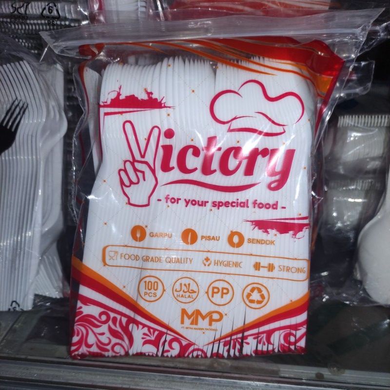 SENDOK MAKAN PUTIH VICTORY / SENDOK PLASTIK PUTIH 100 PCS