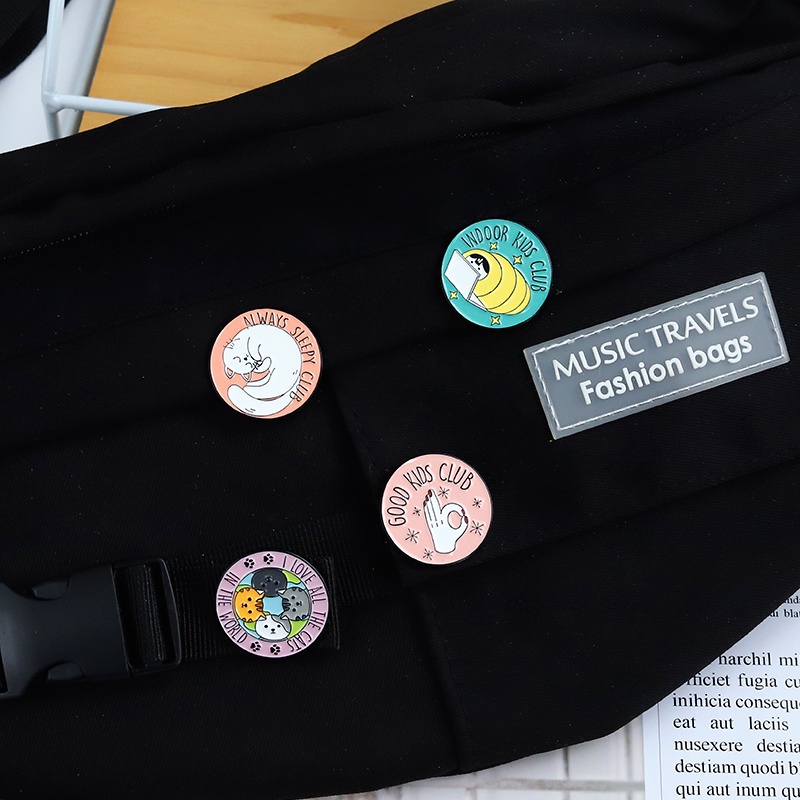 Kartun Kucing Kerah Pin I Love Semua Kucing Bros Anak Club Lencana Hadiah Untuk Teman Kostum Aksesori Perhiasan