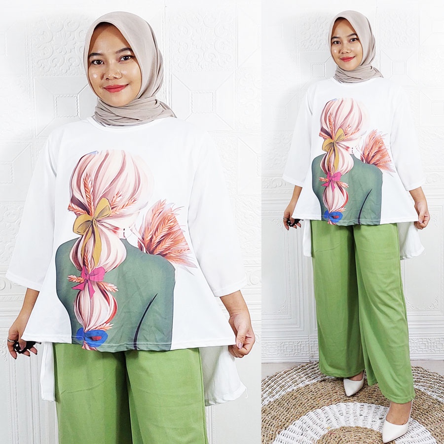 CARLINA PRETTY WOMEN ONE SET OVERSIZE BAJU DAN CELANA PANJANG WANITA VIRAL CANTIK