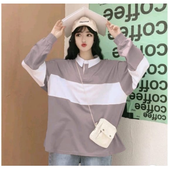 JENNY RUGBY OVERSIZE SWEATER KERAH OVERSIZE UNISEX BAHAN FLECEE