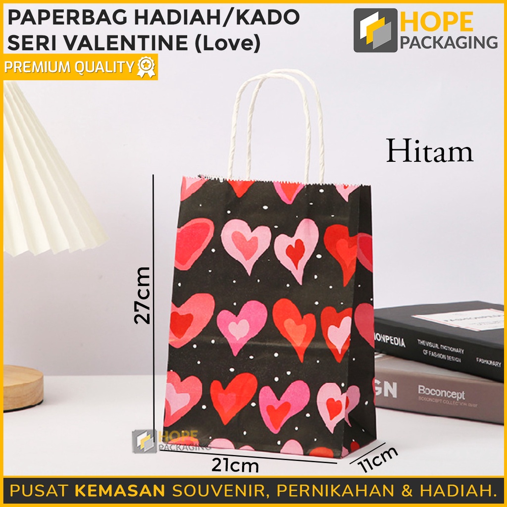 [ ISI 3 PCS ] PaperBag Hadiah Kado Seri Valentine Love M= 27x21x11 cm / Paper Bag Tas kertas