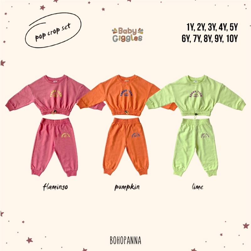 BOHOPANNA POP CROP SET / Setelan Sweater Crop Top Anak Unisex