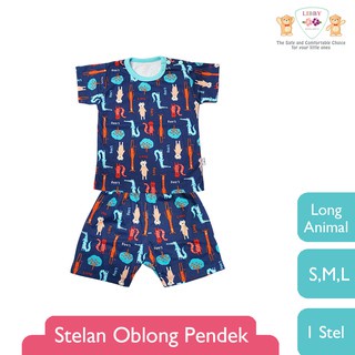 SETELAN LIBBY Oblong Pendek + Celana Pendek Katun Motif Song Of Lullaby (1 stel)