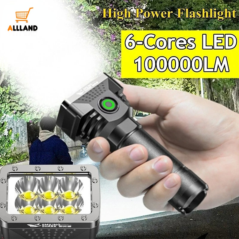 Senter Super Ampuh 6led LED/ USB Rechargeable High Power Torch/ Lampu Camping Emergency Outdoor Portable