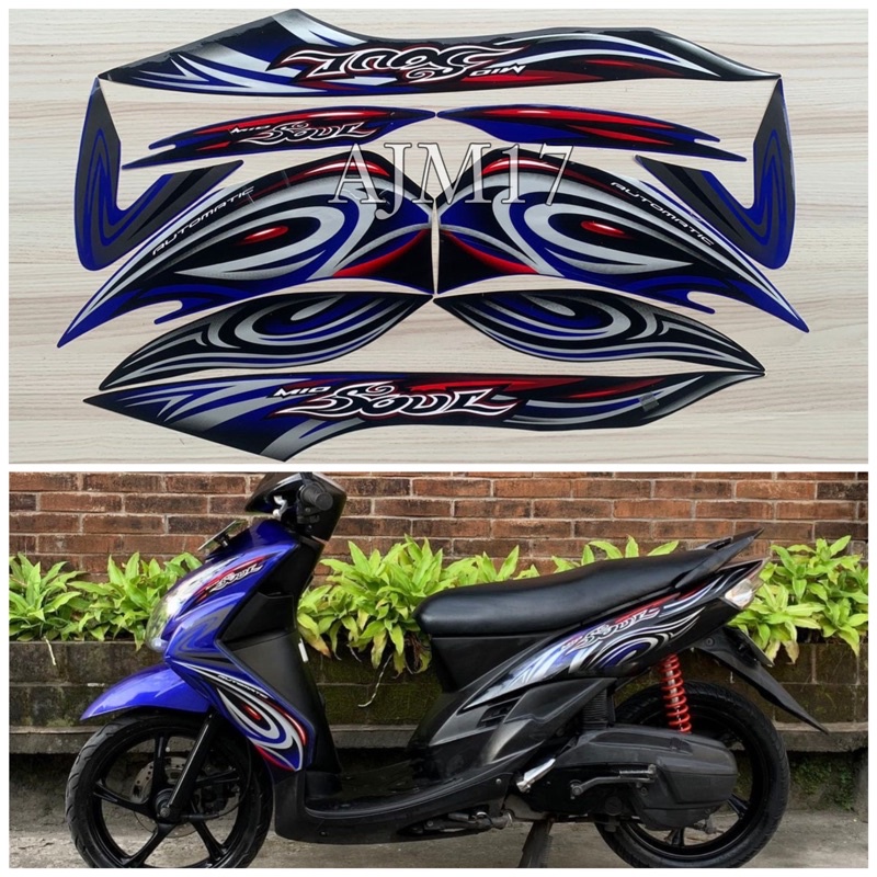 STIKER STRIPING MIO SOUL 2008 BIRU