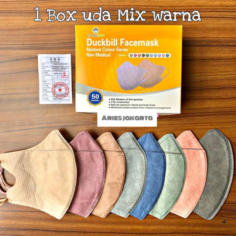 Masker Dukbil Vintage isi 50 - Duckbil Warna Full Color Pastel isi 50 dan ynb mix warna