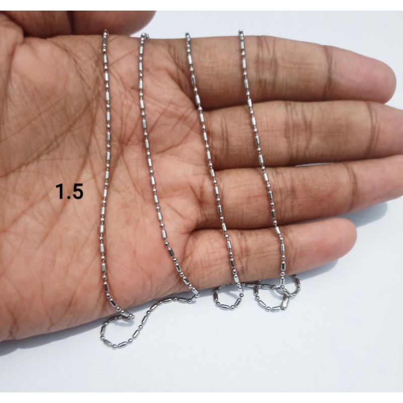 TERLARIS KALUNG SILVER MODEL BIJI LADA BAMBU MONEL ATAU BAJA PUTIH PANJANG 75 CM KALUNG PRIA WANITA