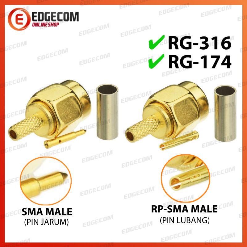 Konektor SMA / RP-SMA  Male Crimp Untuk RG316 RG714 RG179