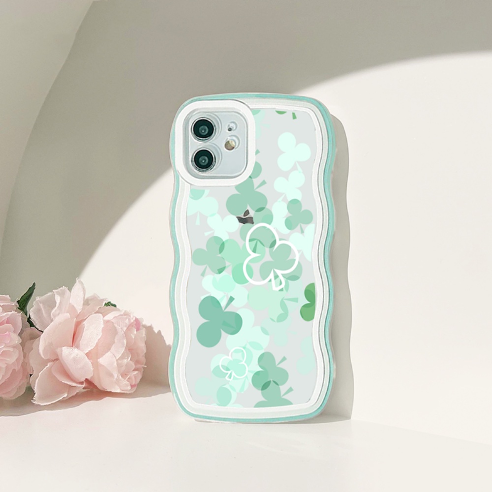 Redmi 10C Note 10C Note 11 Pro Note11S 10A 9C 9A 10 9T Note10 5G 10s Note9 Note8 Note 9S Poco X3 NFC M3 Case Lucky Four Leaf Clover Peach Love Heart Flower Wavy Edge TPU Soft Cover BY