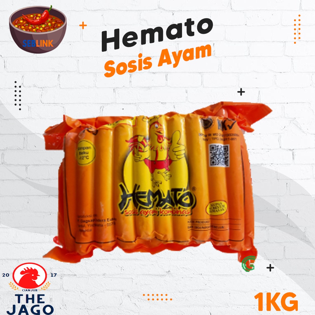 

Hemato Sosis Ayam 1KG Isi 40Pcs