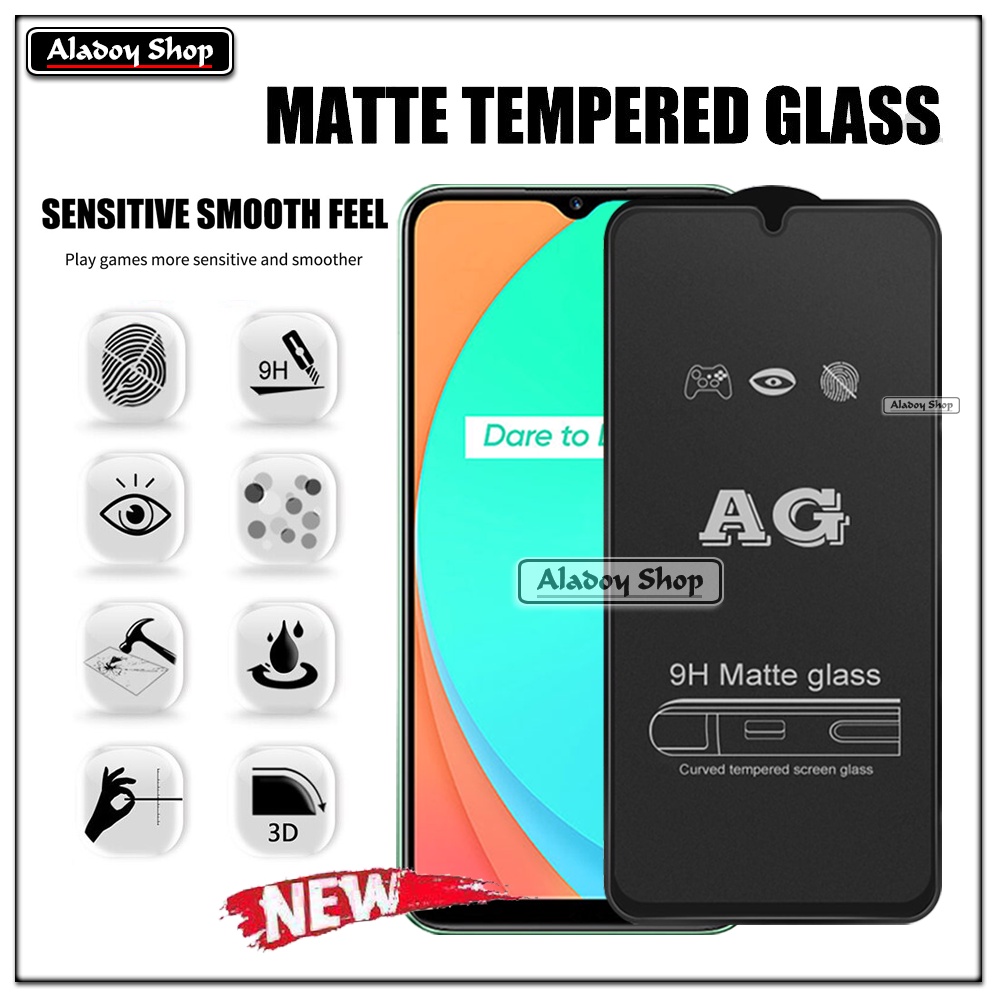 Paket 3IN1 Tempered Glass Layar Matte Anti Glare Realme C11 Free Tempered Glass Camera dan Skin Carbon