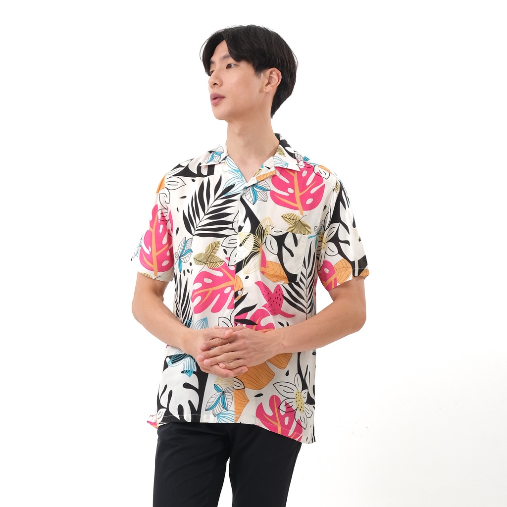 SANVANINA Kemeja Hawaiian Unisex - Sakura Casual Shirt E-2023
