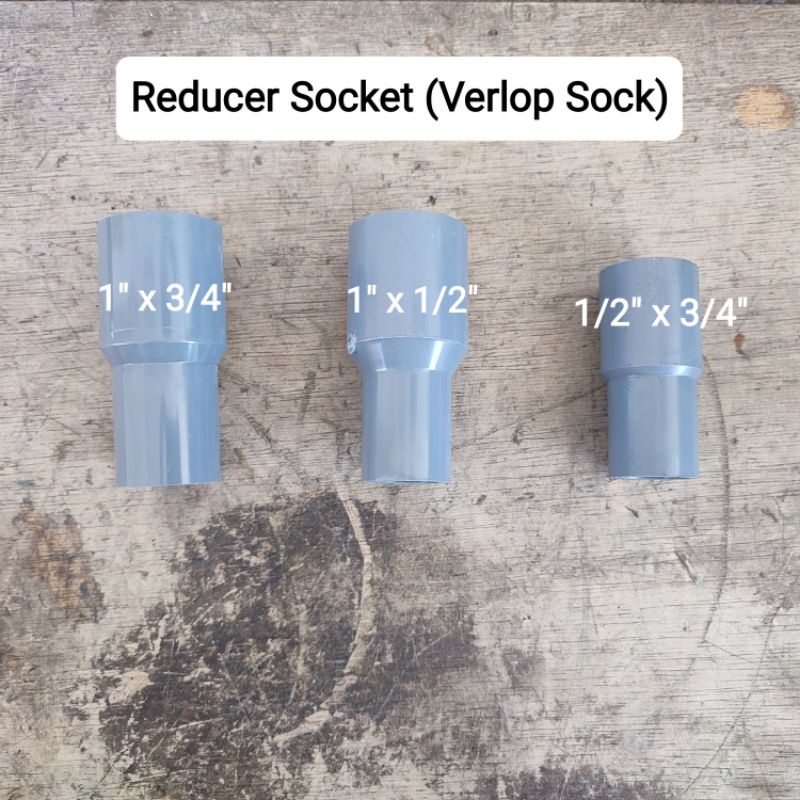 Reducer Verlop Socket Vsock sok 1"x3/4"  1"x1/2"  1/2" x 3/4"  sambungan pipa PVC plastik rucika