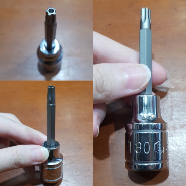 Diskon kunci sock L bintang 5 lubang drive 1/2 ukuran T30 star hex bit sock Murah