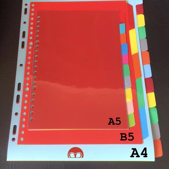 

↽ Index Plastik Divider A5, B5 & A4 Pembatas Loose Leaf - Pembatas Binder ➸