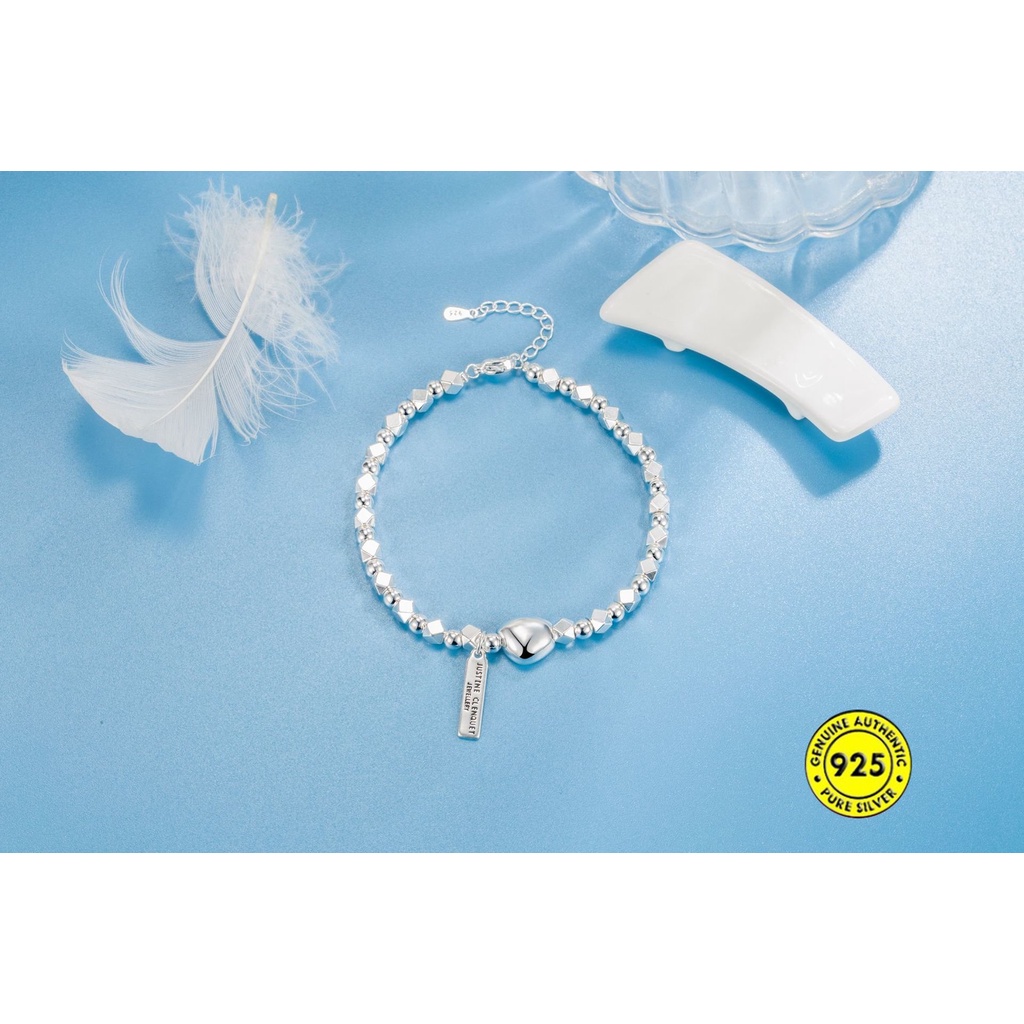 Sliver Beads Gelang Huruf Manik-Manik Potongan Kecil Dari Perak Doudou Tag Gaya Dingin Gelang U1495