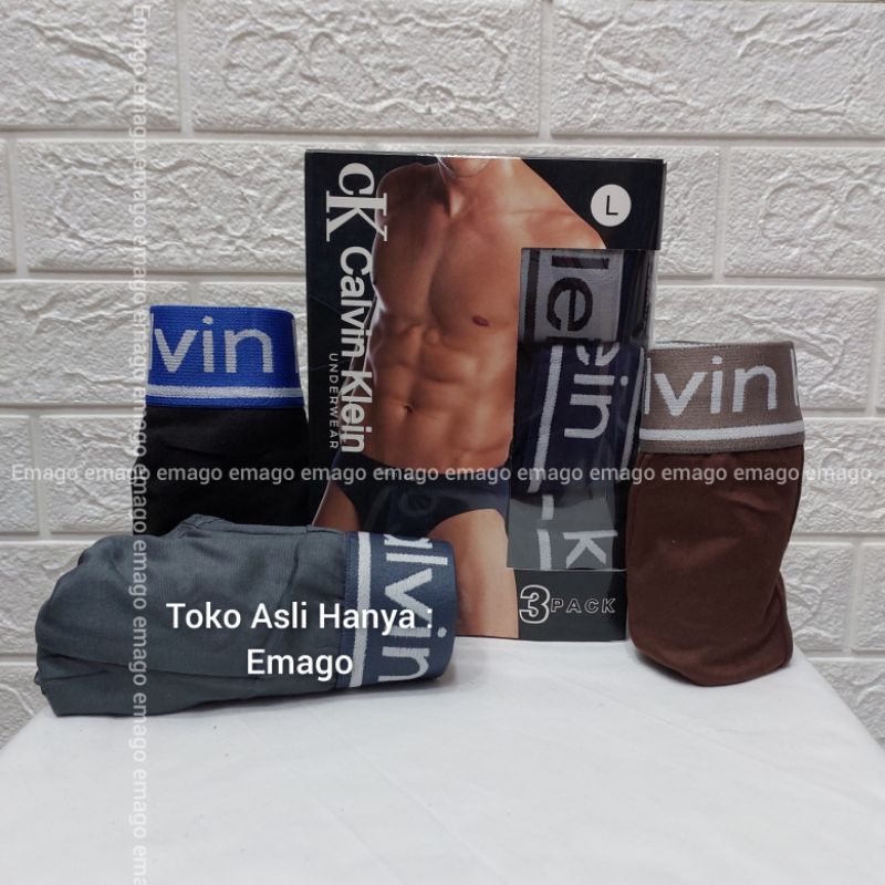 3Pcs Celana dalam calvin klein celana dalam pria sempak 1 box isi 3 pcs