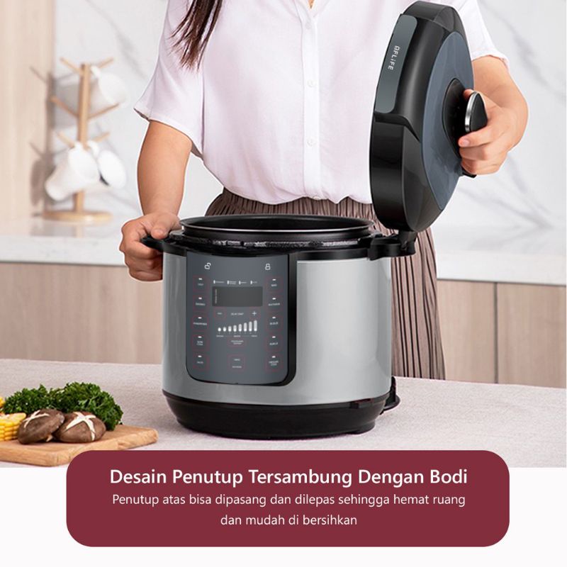 Flife Pressure Cooker PC05LB Panci Presto Dan Rice Cooker 5 Liter