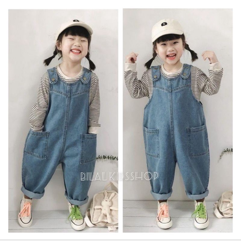 OVERALL KODOK JEANS PANJANG ANAK/ OVERALL OVERSIZE ANAK UNISEX 1-7 TAHUN