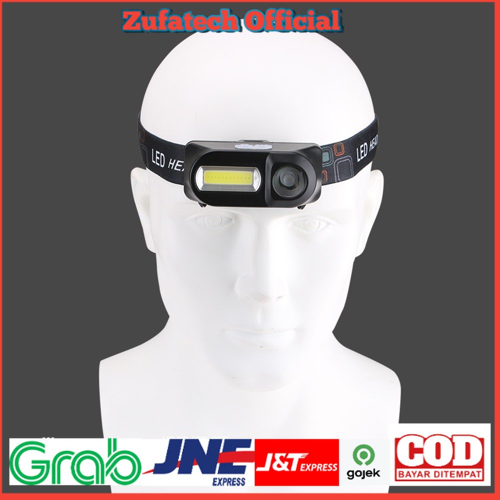 TaffLED Headlamp Flashlight Headlight LED 3 Modes COB - KX-1804 - Black