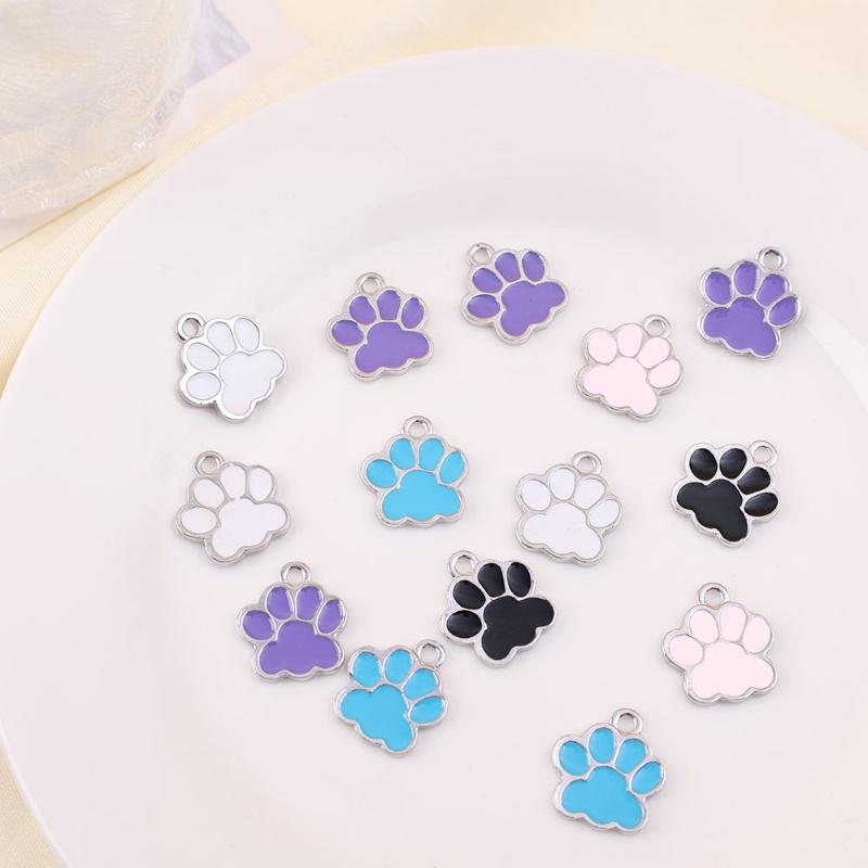 10pcs/set Pesona Jejak Kaki Kerajinan DIY Aksesoris Alloy Untuk DIY Perhiasan Anting Kalung Indah Minyak Menetes Aksesoris Kartun Lucu Kucing Paw Print Liontin