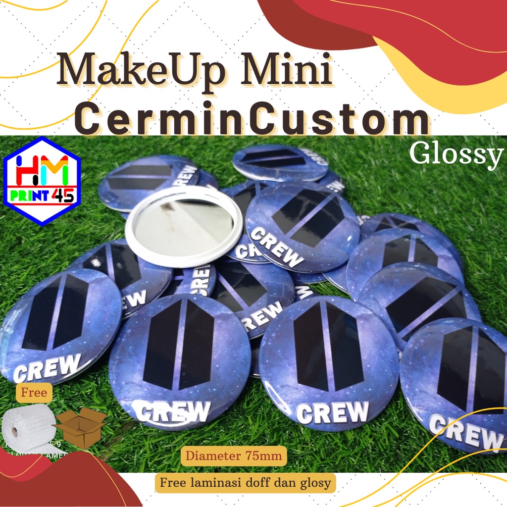 PIN CERMIN KACA MAKE UP 75mm SOUVENIR CUSTOM