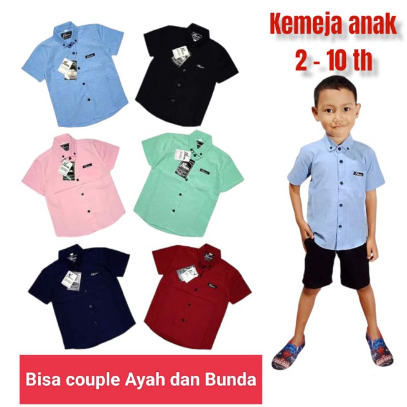 KEMEJA ANAK LENGAN PENDEK WARNA UNGU LILAC BISA COUPLE AYAH DAN ANAK/KEMEJA POLOS DISTRO