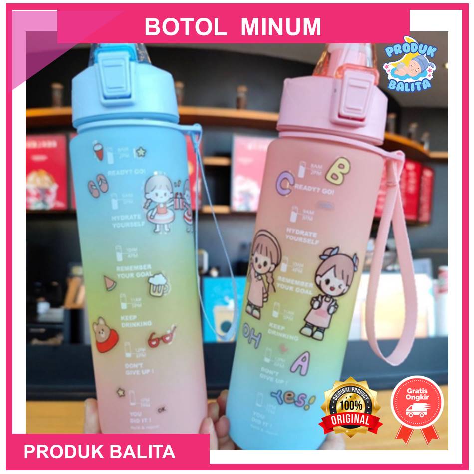 Botol Minum 1 Liter Pelangi Rainbow Botol Minum Viral Terlaris Murah Free Striker