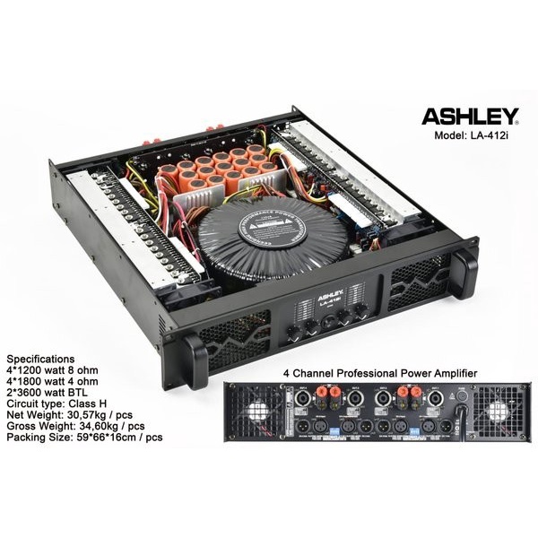 langsung order saja] POWER Amplifier ASHLEY 4 Channel CLASS H LA-412i SUBWOOFER 4800 watt