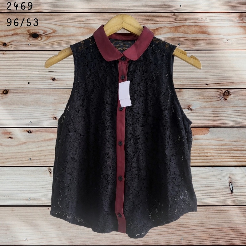 2469 KARIANG BAJU IMPORT MURAH ATASAN BLOUSE KUTUNGAN BRUKAT HITAM