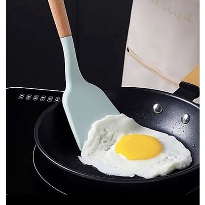 KING[SMW] Spatula Silicone Gagang Kayu / Spatula Silikon Tahan Panas / Wooden Spatula / Spatula Masak Anti Masak