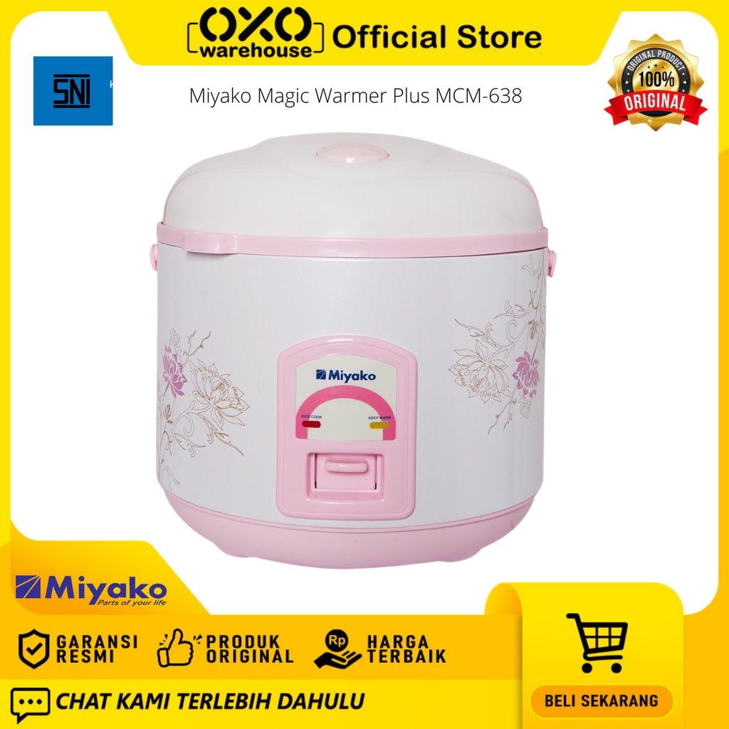 Miyako Rice Cooker MCM-638 1.8 Liter Magic Warmer Plus Mejikom Low Watt Garansi Resmi