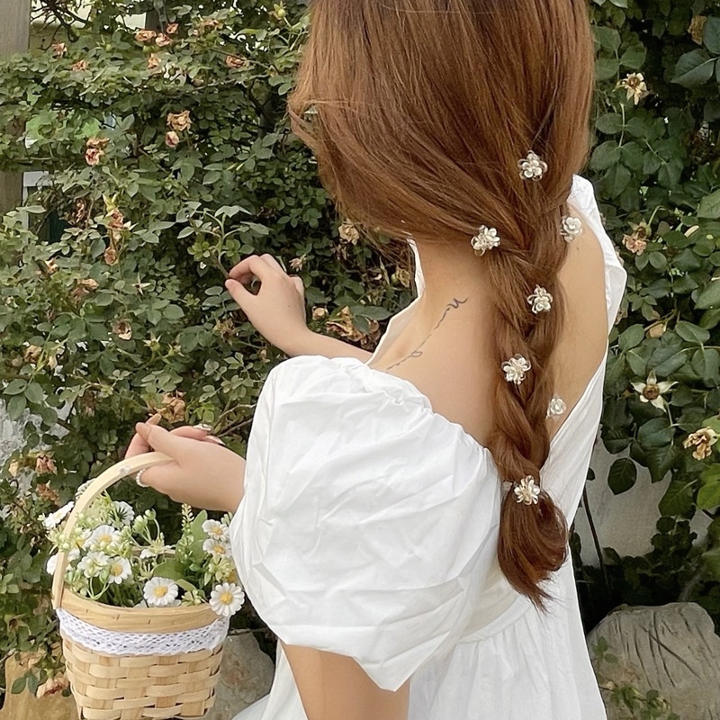 Sweet White Camellia Hair Clip/Jepit Rambut Bunga Akrilik Mini Berlian Imitasi Transparan/Wanita Perempuan Kepala Poni Grab Kecil