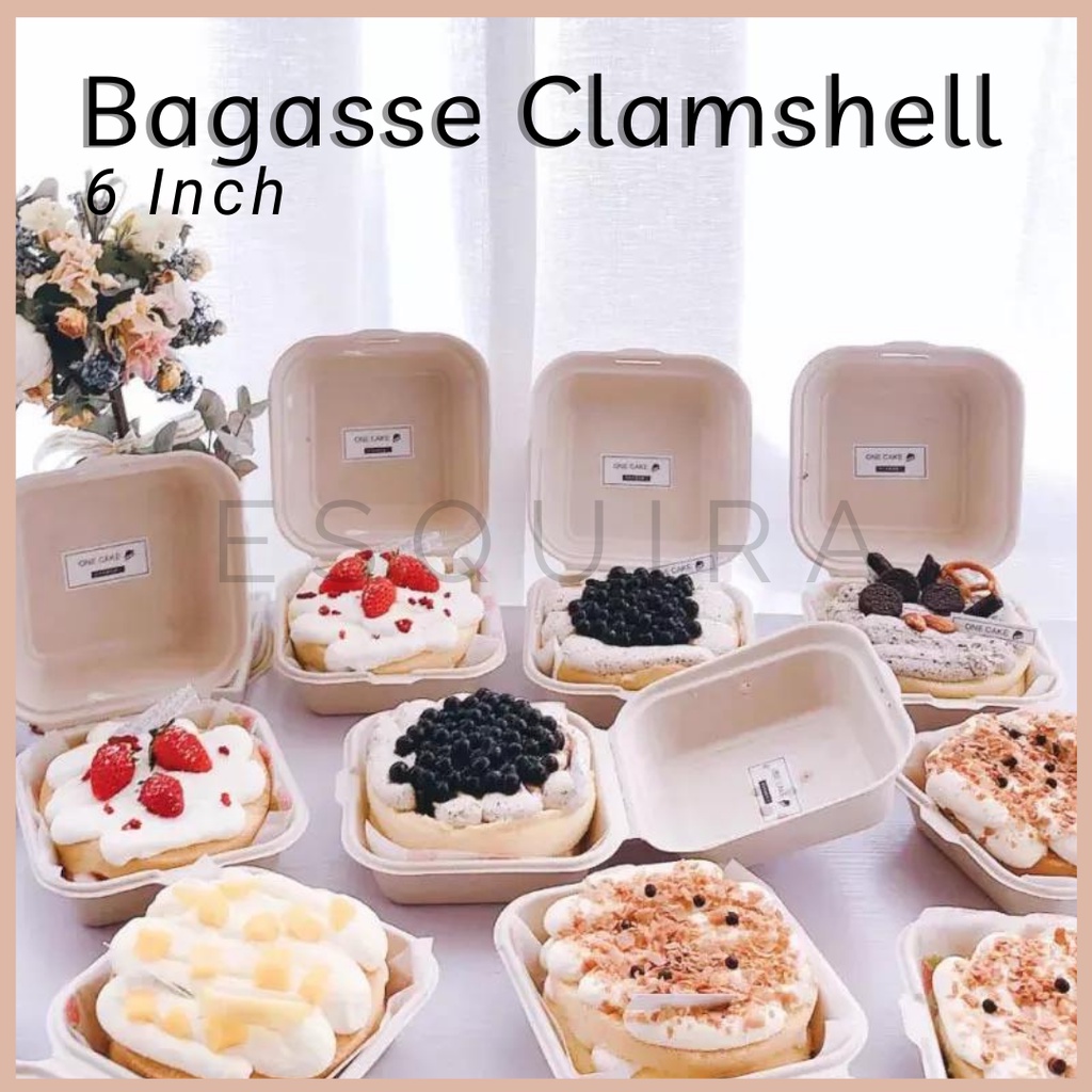 Sugarcane Bagasse Burger / Korean Cake Box / Lunch Box / 25 Pcs / AB003 / B003