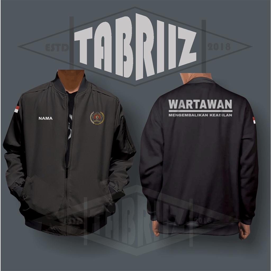 JAKET BOMBER WARTAWAN / PERS / JAKET / COATS / TASLAN / GRATIS NAMA