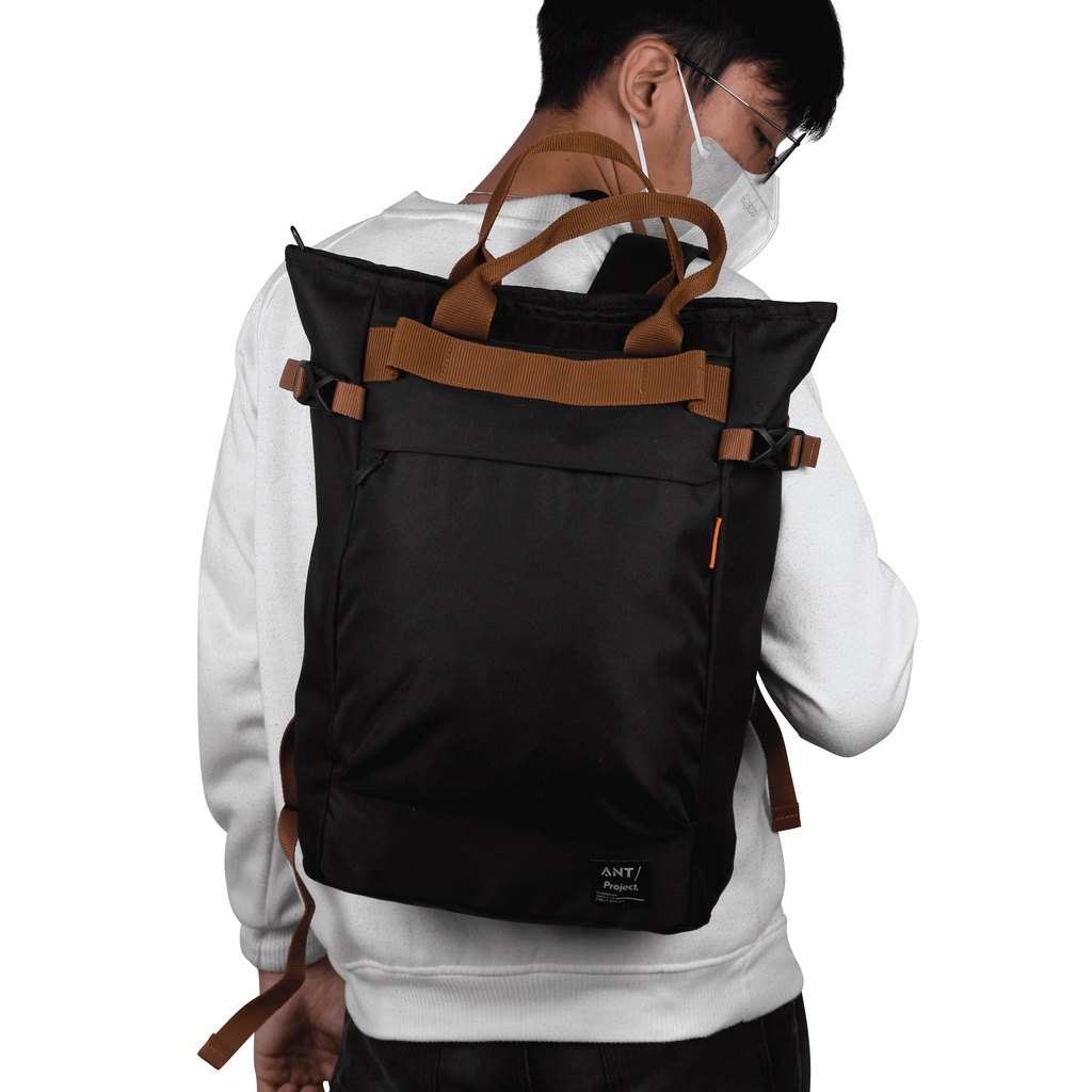 ANT PROJECT - Ransel Pria MOBIUS 2 in 1 Hitam  - Backpack Pria 2 Mode Tote Bag