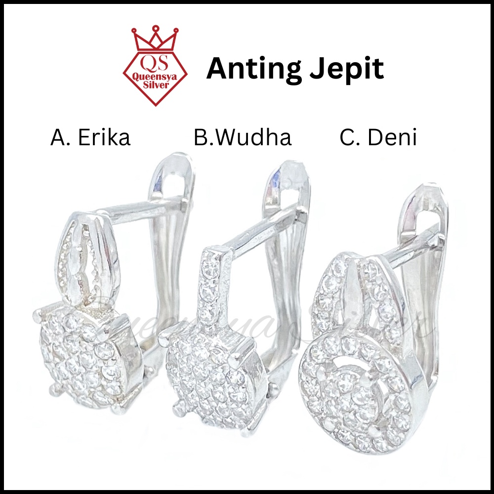 Anting Perak | Anting Jepit Perak Lapis Emas Model Bulat Queensya Silver