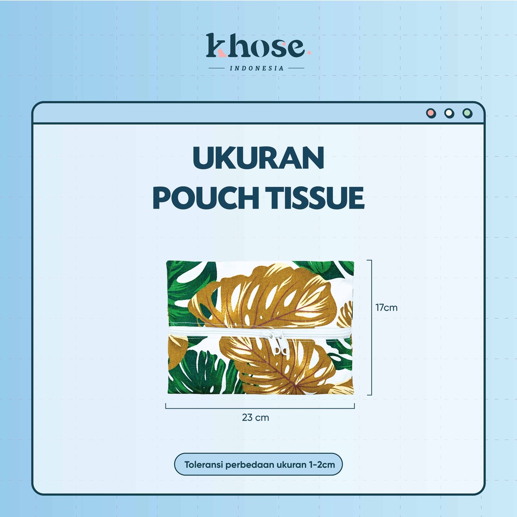 KHOSE POUCH TISU RESLETING KANVAS MOTIF TEBAL Uk 23X17 cm / TEMPAT TISSUE / SOUVENIR NIKAH