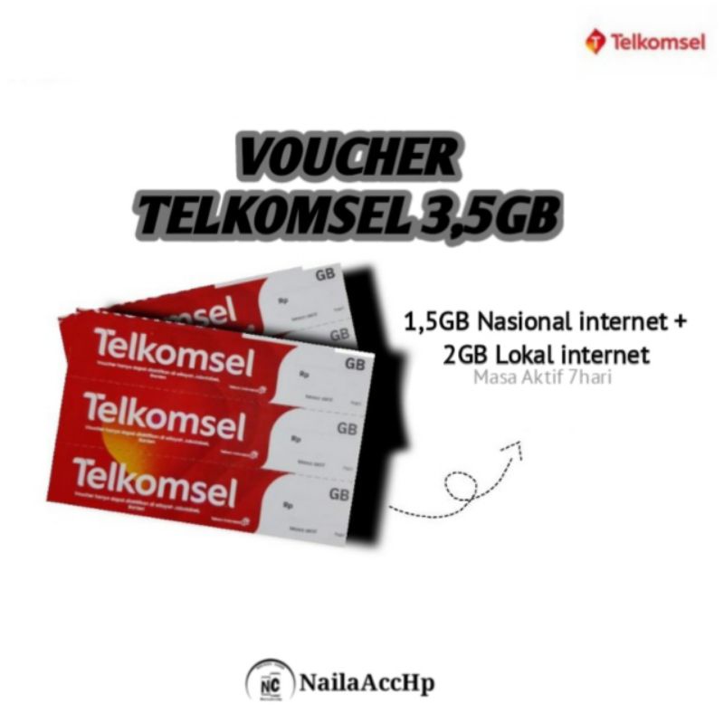 VOUCHER  INTERNET TELKOMSEL 3,5GB MASA AKTIF 7Hari VOUCHER GOSOK TELKOMSEL OMG