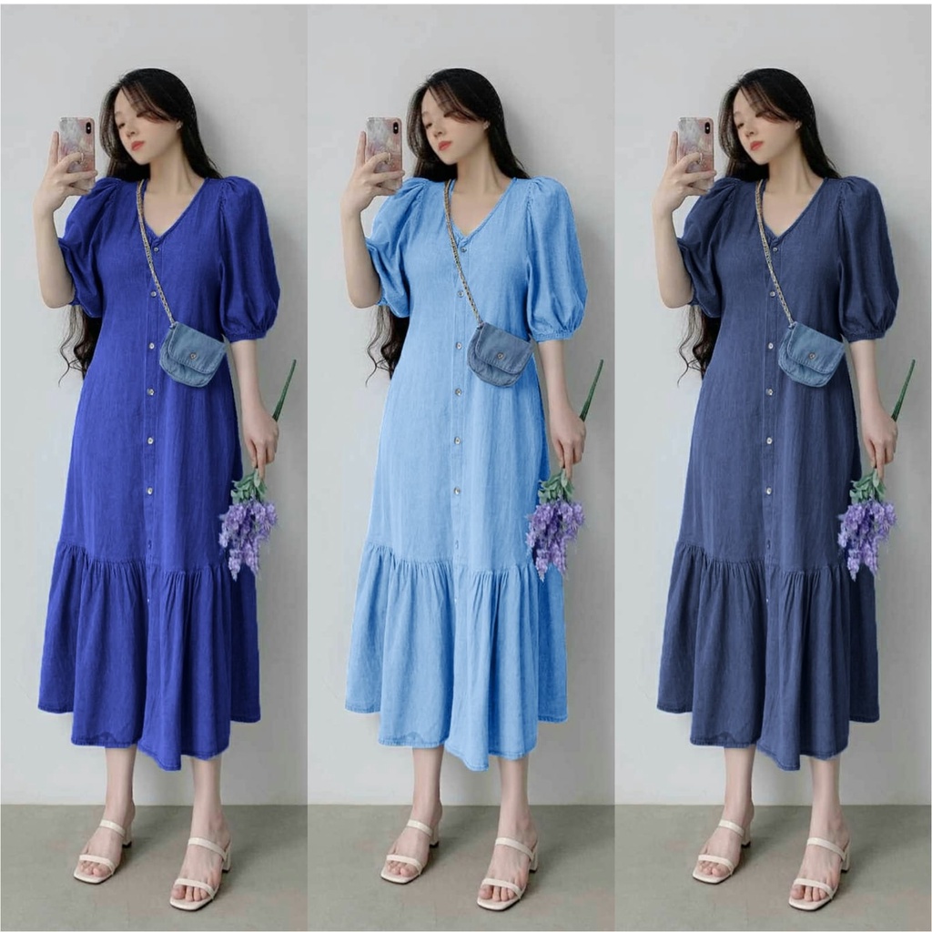 (AMD) GAMIS MIDI JASMINE OVERSIZE REMPEL DRESS ATASAN WANITA CRINCLE AIRFLOW