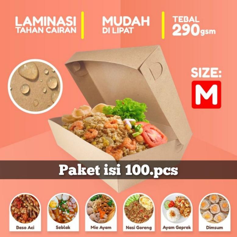

[BAYAR DITEMPAT] LUNCH BOX PAPER LAMINASI SIZE M MEDIUM ISI 100 PCS