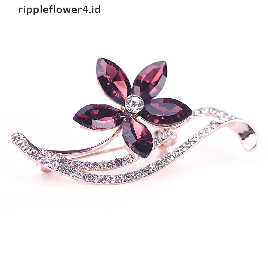 {rippleflower4.id} Wanita Kristal Berlian Imitasi Bunga Bros Pin Fashion Pesta Pernikahan Bros Perhiasan~