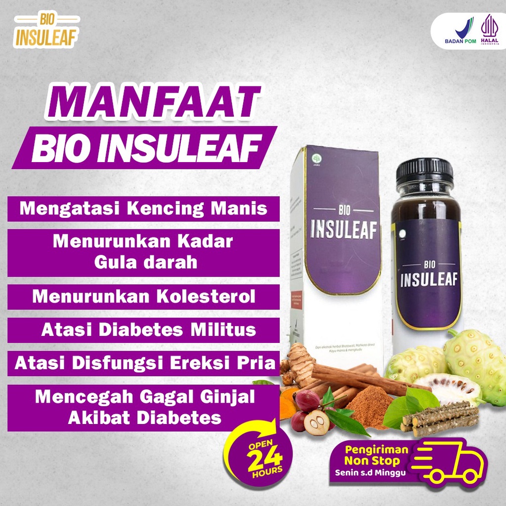 Bio Insuleaf - Turunkan Gula Darah Kolesterol Atasi Kencing Manis Diabetes Melitus Cegah Gagal Ginjal