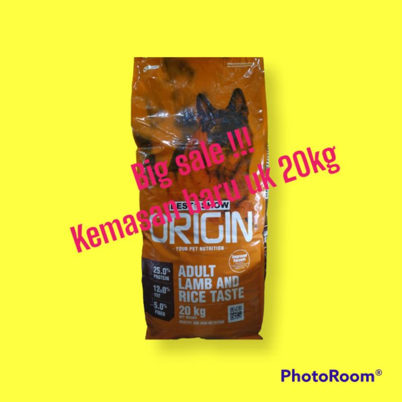 Dog food origin lamb 20kg khusus ekspedisi makanan anjing