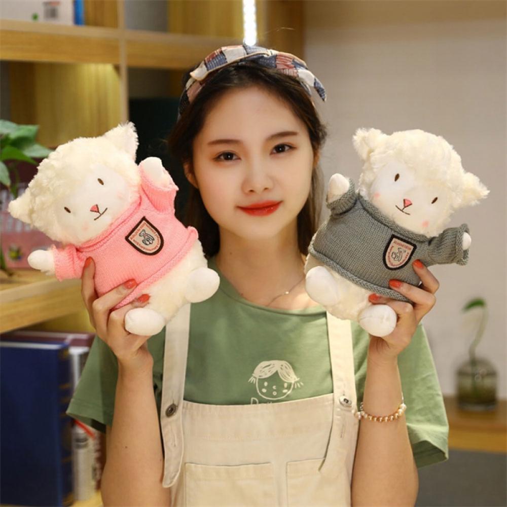 Timekey 23 cm Domba Lucu Mainan Mewah Boneka Lembut Kawaii Domba Boneka Binatang Bantal Ulang Tahun Natal Mainan Untuk Anak Anak L2M6